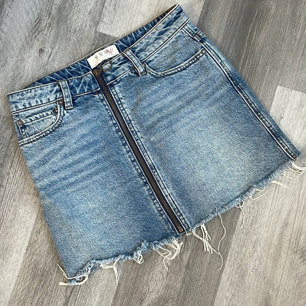 Free People We the Free Zip it Up Denim Mini Skirt